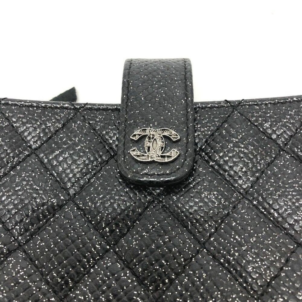 CHANEL CC Matelasse coin purse/Coin Compartment Pouch Leather Black/SilverHW - Picture 7 of 15